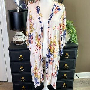 MOA MOA‎ Ivory  & Blue Floral Kimono Size 3X